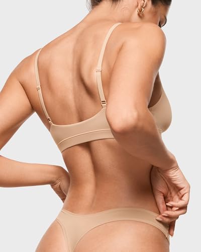 Image of INLYRIC Women's Inbarely Soft Thong - No Show Sexy Panties Breathable V-waisted Ladies Underwear 3 Pack