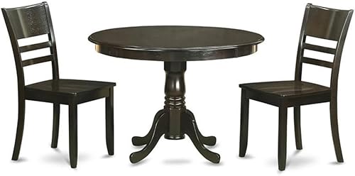 Miniatura 7 de East West Furniture HLLY5-CAP-W Juego de comedor de 5 piezas incluye una mesa de comedor redonda con pedestal y 4 sillas de cocina, 42 x 42