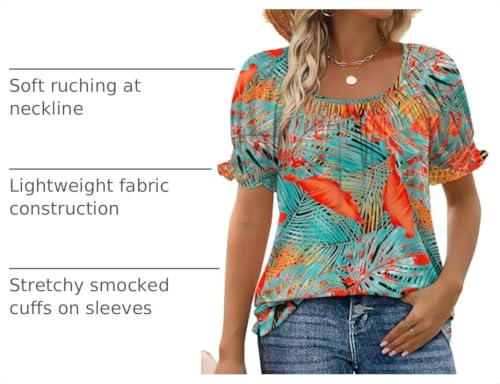Image of WIHOLL Womens Short Sleeve Square Neck Summer Tops Dressy Casual Blouses Trendy Clothes 2026