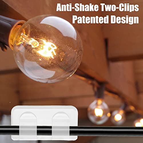 Outdoor Light Clips, 30 Pack Large Outdoor Adhesive Hooks For String Lights, Christmas Decorations And Cables, Weatherproof And Anti-Shake Two-Clips Patented Design #TOP1