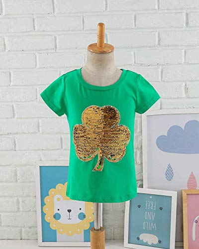 Image of St. Patrick's Day Shirt for Kids Flip Sequin Girls and Boys Green T-Shirt Clothing 4-12 Years