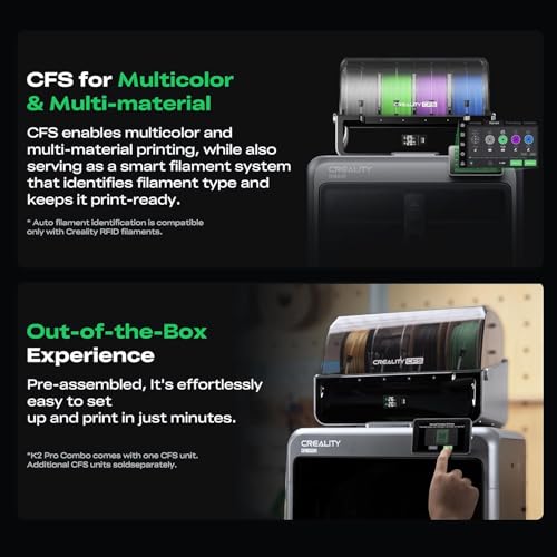 Creality K2 Pro Combo 3D-Drucker,Mehrfarben-3D-Drucker mit CFS,600 MMS max Hochgeschwindigkeit,komplett montierte automatische Nivellierung,30x30x30cm großes Druckvolumen,für Profis und Hobbyisten