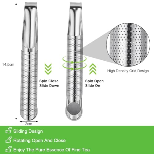 Miniatura 2 de Vicloon Infusor De Té De Acero Inoxidable, 2 Piezas Hoja De Té Colador De Té, Filtro De Té De Hojas Sueltas, Infusor De Té Tubo, Filtros De Té Para Tè De Hojas Sueltas Y Especias, Colador De Té