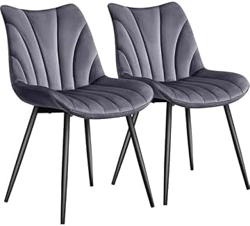Yaheetech Juego de 2 Sillas de Comedor con Respaldo Sillones sin Reposabrazos con Patas de Metal para Cocina Salón (1, Gris Oscuro)