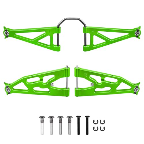 FriHobby Aluminum Front Suspension Arms Set Upper and Lower for Losi Baja Rey Upgrades, Replaces LOS234004 (Green)