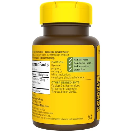 Nature Made Ashwagandha Capsules 125mg for Stress Support, 60 Capsules | Ashwagandha Supplements with Clinically Studied Sensoril Ashwagandha, Herbal Supplement for Men and Women, 60 Day Supply - image 8