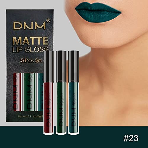 Evpct 3Pcs Dark Color Colored Red Army Green Matte Liquid Lipstick Makeup Set 24 Hour Long Lasting Waterproof Smudge Proof Deep Red Green Liquid Lipstick Matte Lip Stain Gloss Liner Green Makeup Kit 8 #TOP5