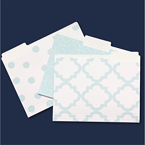 Designer File Folders By Kahootie Co, Set Of 9 Decorative File Folders, 9.5” X 11.75”, Paper Organization, Office Supplies, File Folder Organizer, 3 Tab File Folders (Teal) #TOP1