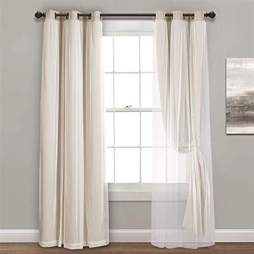 Lush Decor Sheer Grommet Curtains With Insulated Blackout Lining, Window Curtain Panels, Pair, 38"W x 108"L, Wheat - Curtain With Sheer Overlay, Elegant Blackout Curtains for Bedroom by Lush Decor - Image 2