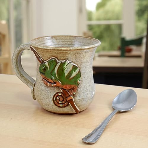 Taza de café Chameleon de cerámica artesanal 16 oz miniatura 4