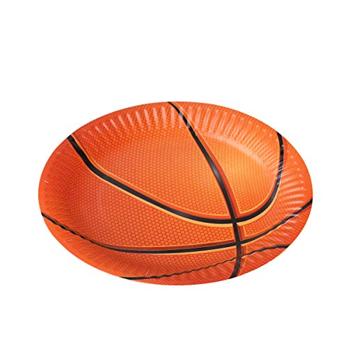 Foto von TENDYCOCO Einweg-Papier Geschirr Set 10 Stück Pappteller 10 Stück Pappbecher für Basketball Party Supplies