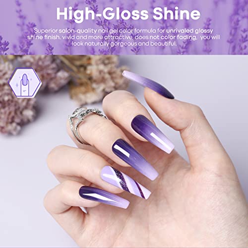 Image of modelones Gel Nail Polish Set Glitter 6Colors Purple Grape