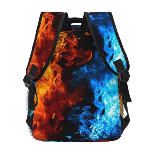 Red And Blue Fire Flames 15 Inch Backpack for Men Women Adjustable Laptop Backpacks Shoulder Bag for Travel Hiking Outdoor4