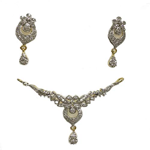 Collar de Mangalsutra indio en circonita cúbica para bodas y fiestas