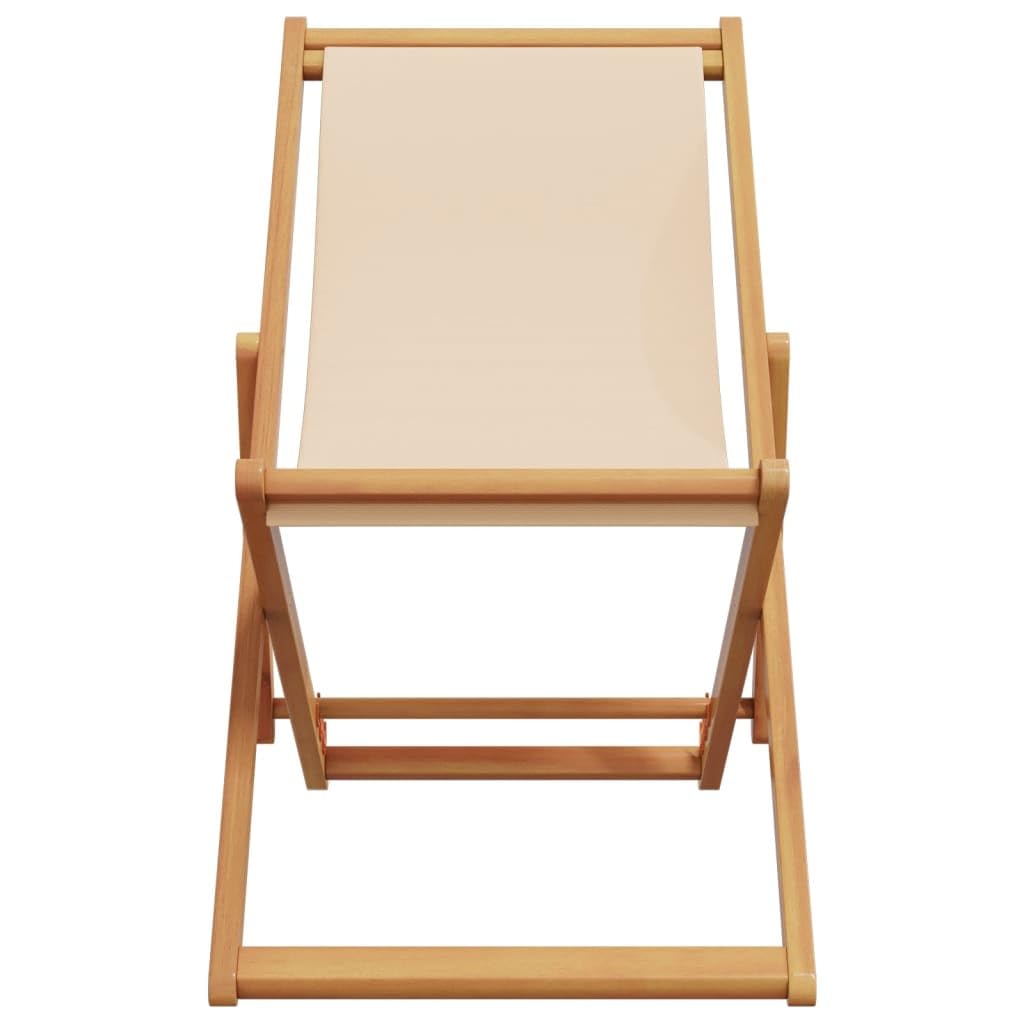 vidaXL Sillas Plegables (2 Unidades) de Tela Beige y Madera Maciza