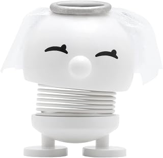 Hoptimist Bride Bimble, White, Home Decor Ornament - Scandinavian Design, Plastic W/Metal Spring, Small - Creates cheerful movement