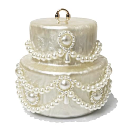 Image of Mini Acrylic Cake Shaped Clutch for Women Pearl Acrylic Evening Bag Unique Evening Handbag Purse for Wedding Party Prom