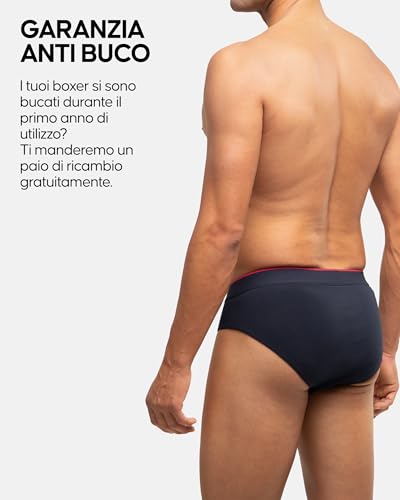 Danish Endurance Slip Uomo Cotone Premium, Mutande Uomo Comode E Traspiranti, Senza Etichetta, 3 O 6 Paia, Navy/Rosso, M - 4