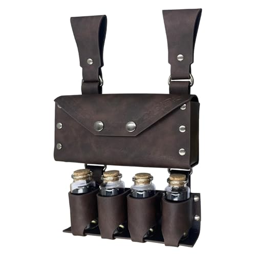 Sac de ceinture médiéval et ses 4 flacons de potion pour un rangement optimal en GN