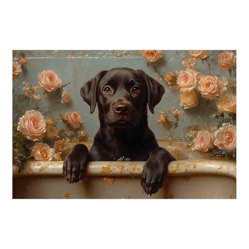 Toile Labrador chocolat et roses pour exprimer votre amour des animaux
