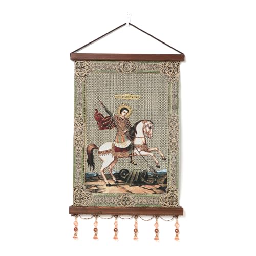 Hzman H23-1017-03A Knight Templar Painting Retro Handmade Weave Wall Art Decor Medieval Crusader Aesthetic Picture For Living Room Bedroom Wood Framed 17X12 Inch cover