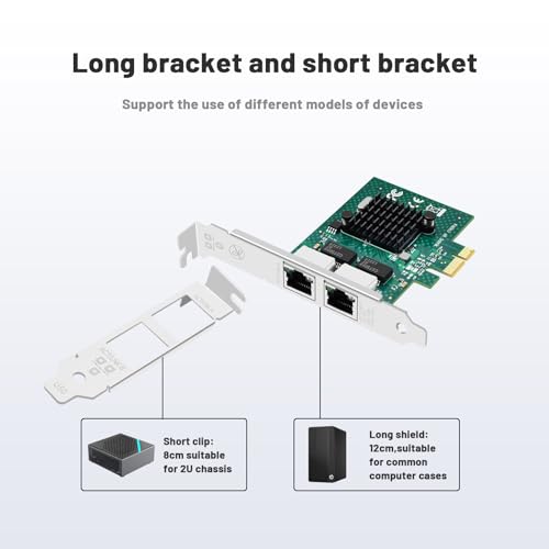 Tarjeta de Red PCI-E 1 Gb con Broadcom BCM5720, adaptador de red Ethernet con puertos duales 10/100/1000 Mbps, bracket de perfil bajo y altura completa para PC de escritorio, servidor e industrial miniatura 4