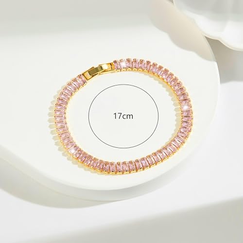 Fashion 5.0mm Zirconia 18K Gold Plated Bracelet|5.9-7.5in Multi-Size Classic Women's Tennis Bracelet4