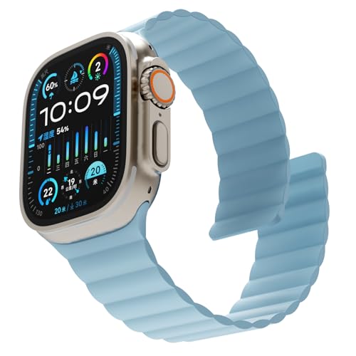 SINGEAR Wide Magnetic Silicone Band Compatible with Apple Watch 49 46 45 44 42 41 40 38mm Bands for Women Men, Sport Strap Strong Magnet Wristband for iWatch Ultra 1/2 Series 10 9 8 7 6 5 4 3 1 SE