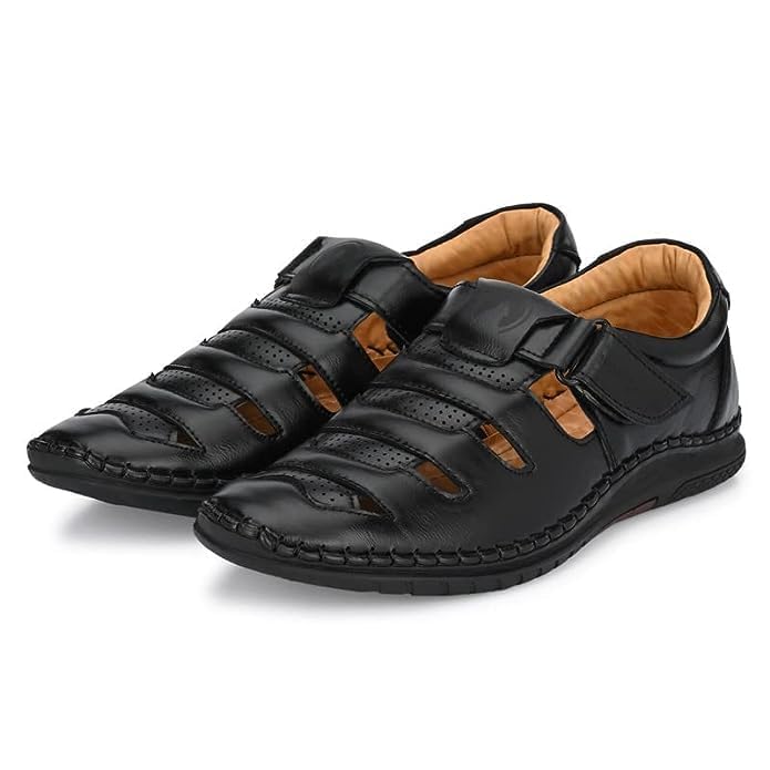 Rising Wolf Synthetic Leather Sandal for men (Black, numeric_6) (B0CDCC9FVJ) Amazon Price History, Amazon Price Tracker