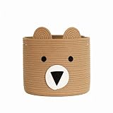 CherryNow Bear Basket, Cotton Rope Basket, Woven Laundry Hamper, Cute Storage Bin in Bedroom, Nurser