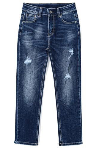 KIDSCOOL SPACE Boys Jeans,Kid Elastic Band Inside Ripped Slim Fit Denim Pants