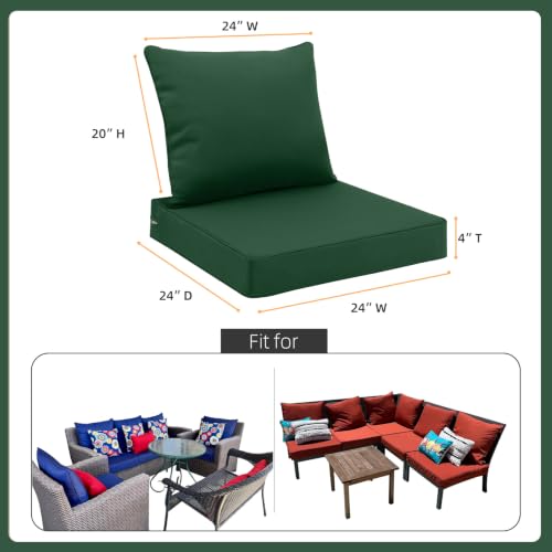 Image of Favoyard Outdoor Patio Seat Cushion Set, 24x24 Inch, Water & Fade Resistant
