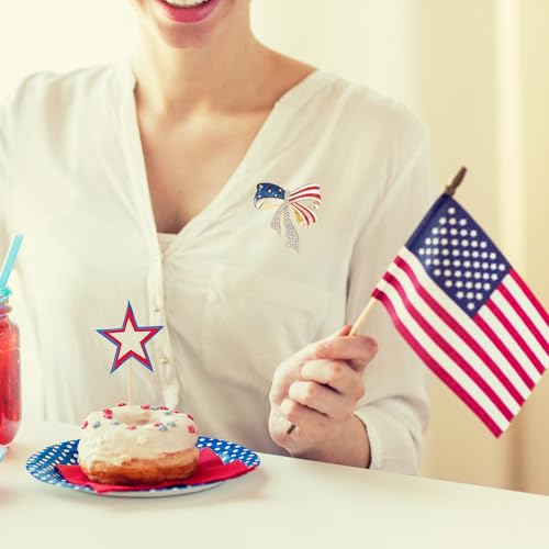 Image of American Flag Brooch Pin for Men Women Rhinestone Crystal Elephant Commemorates Brooch Pin American Independence Day Brooch for Men