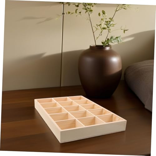 Plateau de rangement bijoux compartiments bois naturel 15 grilles