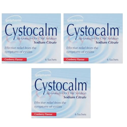 3X Cystocalm Cystitis Relief from Burning Pain, 6 Sachets 4g Granules Cranberry