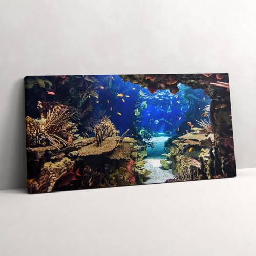 Aquarium avec des poissons image sur toile 120x60cm pour grand mur