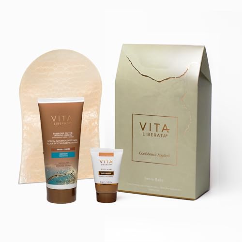 Vita Liberata Tanning Gift Set, Santa Baby, Tinted Tanning Lotion Medium, Body Blur Medium, Tanning Mitt, Self Tan Kit, Perfect Set for Christmas