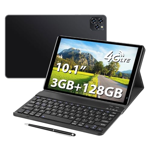 Image of Tablet with Keyboard,G1,10.1 inch Screen,3GB RAM,128G+128G Memory,4G LTE Android Tablet with Dual SIM Slots, 5MP+16MP Camera, 5000mAh Battery,Notebook Computer (Black, 4)