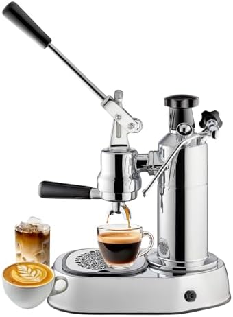 La Pavoni Lever Espresso Machine Europiccola Special Edition with Gauge - Black -Manual Piston Operated Espresso Maker for One or Two Cups - 27oz Boiler, 120V/1000W, Thermostat & Overheat Reset