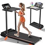 14% Incline Walking Pad Treadmill with Handle Bar, Portable Treadmill for Home with Desk and Console, Compact Walking Pads for Small Spaces,300LBS Weight Capacity and Big LED Display