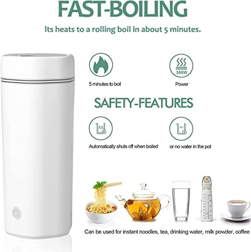 Travel Kettles Electric Small,350ml Mini Kettle Portable Electric Kettle 300w Kettles Electric Fast Boil Quiet Kettle Cordless Kettle Fast Boil Automatic Shut-Off for Travel Hotel (Green)