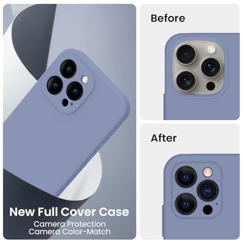 Image of FireNova Designed for iPhone 15 Pro Max Case, Silicone Upgraded [Camera Protection] Phone Case, Soft Anti-Scratch Microfiber Lining Inside, 6.7 inch, Lavender Gray