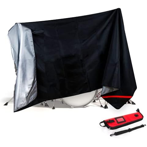 Talltoise Drum Set Cover XL More Coverage - 110 x 82 in -Heavy Duty Extra Large Dust Cover - Waterproof, Anti UV-Rays Oxford fabric with sewn-in Heavy Weighted Corners - Includes Red Drumstick Bag Cover
