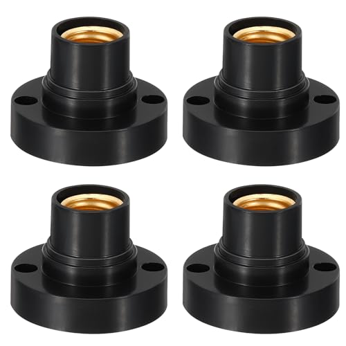 PATIKIL E14 Glühbirnen Fassung 4stk Rund Schraubsockel Lampen Fassung Licht Ersatz Sockel für Halogen CFL Glühbirne Schwarz