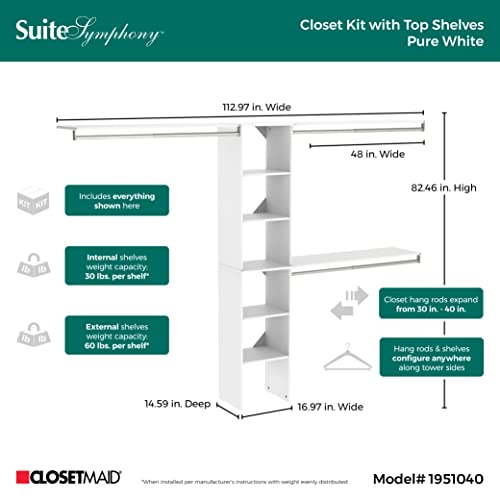 image for ClosetMaid SuiteSymphony Wood Closet Organizer Kit with Tower, 3 Hang 
