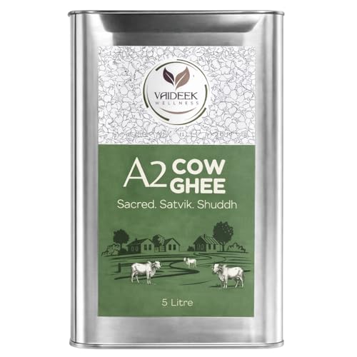 Image of Vaideek A2 Cow Ghee Cultured Desi Cow Ghee (5 litre)| Bilona Cow Ghee Two Way Churned | Made in Earthen Pots | Lab Certified