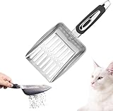 MITUMORMOR Katzenstreuschaufel, Katzenstreu-Schaufel aus Edelstahl, Katzenschaufel Katzenklo, Schnell Gesiebtes Katzenstreu,Schaufel Katzenklo für Katzentoilette, Katzen, Hund - Schwarz