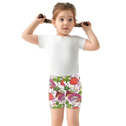Mushroom Fall Floral Girls Bike Shorts Toddler Under Dress Dance Shorts Girl Clothes for Girls 4-10,4T3