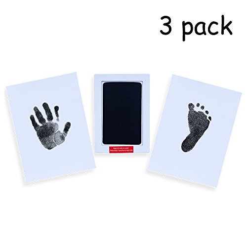 Locisne 3Pack Handprint and Footprint Ink Pads Without Ink-Touch,Safe Print Kit for Baby and Pets 3 Large Ink Pads+ 6 Imprint Cards