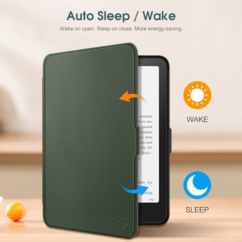 Image of Fintie Case for 7 inch All-New Kindle Paperwhite (12th Generation, 2024) and Kindle Colorsoft Signature Edition - Slim Lightweight Shell PU Leather Protective Cover with Auto Sleep /Wake, Alpine Green